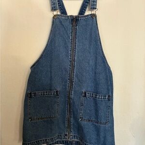 Denim Overall Dress with Pockets